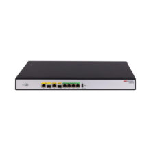 Router Hikvision modelo DS-3WG507G-SI que ofrece conectividad Gigabit Ethernet de alta velocidad, con diseño en colores negro y gris