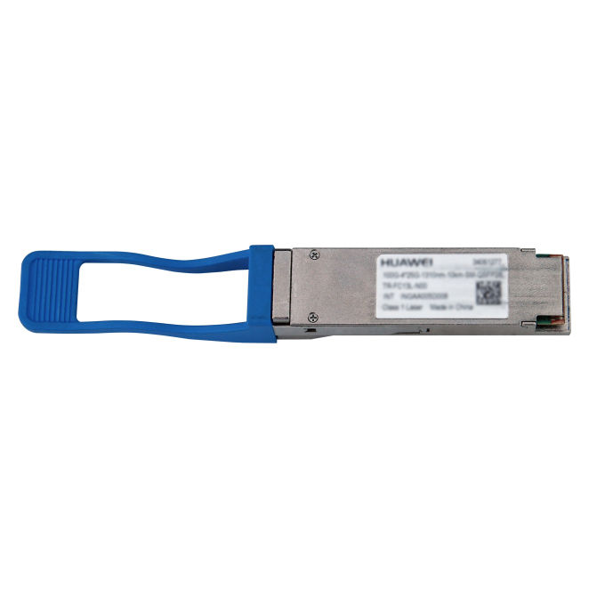 Huawei módulo transceptor QSFP28 de 100000 Mbit/s con tecnología CWDM4 Imagen del módulo transceptor de fibra óptica Huawei QSFP28, capacidad de 100000 Mbit/s, longitud de onda 1310 nm. SKU: 02315HPG