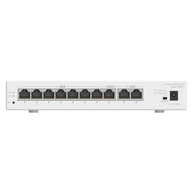 HUAWEI eKit S380 Series Switch Gestionado Gigabit PoE Gris HUAWEI eKit S380 Series Switch Gestionado Gigabit Ethernet (10/100/1000) con PoE y 1U de tamaño, SKU 98012180