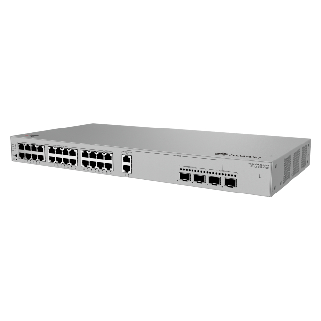 HUAWEI Switch Gestionado Serie S310S 26 Puertos PoE Gigabit Ethernet Switch de red gestionado HUAWEI eKit S310S-26PN4JX con 26 puertos PoE, Gigabit Ethernet y diseño compacto 1U. SKU: 98012527