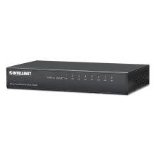 Switch Ethernet Intellinet de oficina con 8 puertos Fast Ethernet 10/100, color negro, SKU 523318