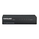 Vista frontal del switch Intellinet modelo 530378, con puertos Gigabit Ethernet 10/100/1000 y acabado en color negro.