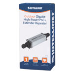 Imagen del Intellinet adaptador e inyector de PoE, modelo 561211, diseñado para proveer energía a través de Ethernet