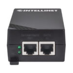 Imagen del Intellinet 561518, un adaptador e inyector de PoE con soporte para Gigabit Ethernet, ideal para una conectividad de red rápida y eficiente.