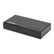 Vista frontal del switch Gigabit Ethernet Intellinet de 10/100/1000 mbps, color negro, SKU 561754