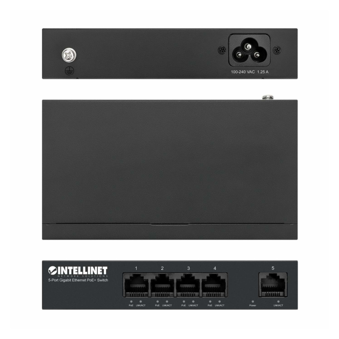 Intellinet 561792 switch Gigabit Ethernet (10/100/1000) Energía sobre Ethernet (PoE) Negro 4 Intellinet 561792 capacitado para tramas Jumbo
