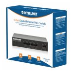 Intellinet Switch Gigabit Ethernet 561792 con soporte para PoE, velocidad de 10/100/1000 Mbps, color negro