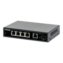 Imagen del switch Gigabit Ethernet Intellinet 561822 con Energía sobre Ethernet (PoE) en color negro, modelo 561822