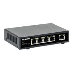 Intellinet Switch PoE+ con 5 puertos Gigabit, ideal para redes empresariales. Código SKU: 561839