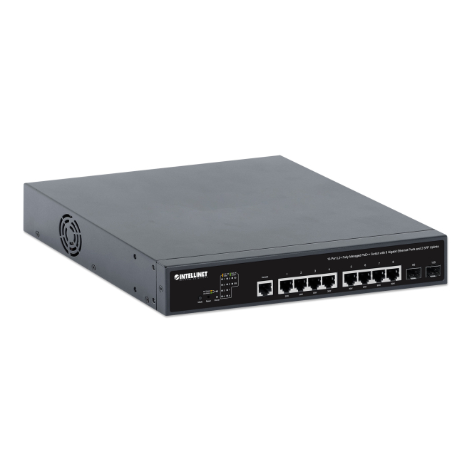 Intellinet 562003 switch Gestionado L2+/L3 Gigabit Ethernet (10/100/1000) Energía sobre Ethernet (PoE) 1U Negro 2 Puertos del Intellinet 562003 switch gestionado