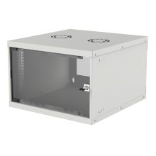 Imagen frontal del armario rack de pared Intellinet 6U en color gris, SKU 714150, ideal para servidores y equipos de red.
