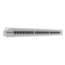 Panel de parcheo Intellinet de 1U, modelo con 24 puertos RJ45, SKU 720014