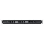 Intellinet Patch Panel de 12 Puertos con Passive PoE, SKU 720342. Ideal para red de alta eficiencia y distribución de energía.