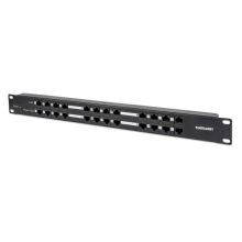 Intellinet Patch Panel de 12 Puertos con Passive PoE, SKU 720342. Ideal para red de alta eficiencia y distribución de energía.