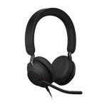 Auriculares Jabra Evolve2 40 SE alámbricos con diadema para llamadas y música, conectividad USB Type-C y USB Type-A en color negro. SKU 24189-989-799