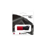 Unidad USB Kingston Technology DataTraveler Exodia M con 128GB de almacenamiento, USB 3.2 Gen1, colores negro y rojo. SKU: DTXM/128GB
