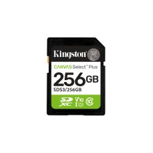Tarjeta SDXC Kingston Technology 256 GB Canvas Select Plus Gen3 con velocidad de lectura de 150 MB/s, clase 10 UHS-I U1 V10, SKU SDS3/256GB