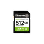 Kingston Technology 512 GB SDXC Canvas Select Plus Gen3 with 150 MB/s speed, C10 UHS-I U3 V30, SKU SDS3/512GB