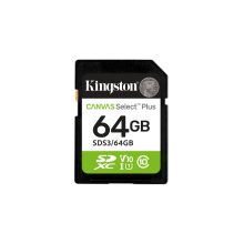 Tarjeta SD Kingston Technology de 64 GB SDXC Canvas Select Plus Gen3, velocidad de lectura 100 MB/s, clase 10, UHS-I U1 V10. SKU: SDS3/64GB