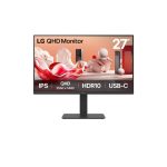 Pantalla LG 27BA65QB para PC de 27 pulgadas con resolución 2560 x 1440 Pixeles en color negro SKU 27BA65QB-B