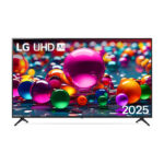 Televisor LG modelo 75UA75006LA de 75 pulgadas con resolución 4K Ultra HD, Smart TV y conectividad Wifi en color negro.