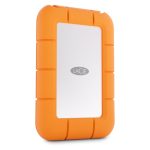 Unidad externa de estado sólido LaCie de 500 GB con USB Tipo C y USB 3.2 Gen 2x2 en colores gris y naranja, SKU STMF500400