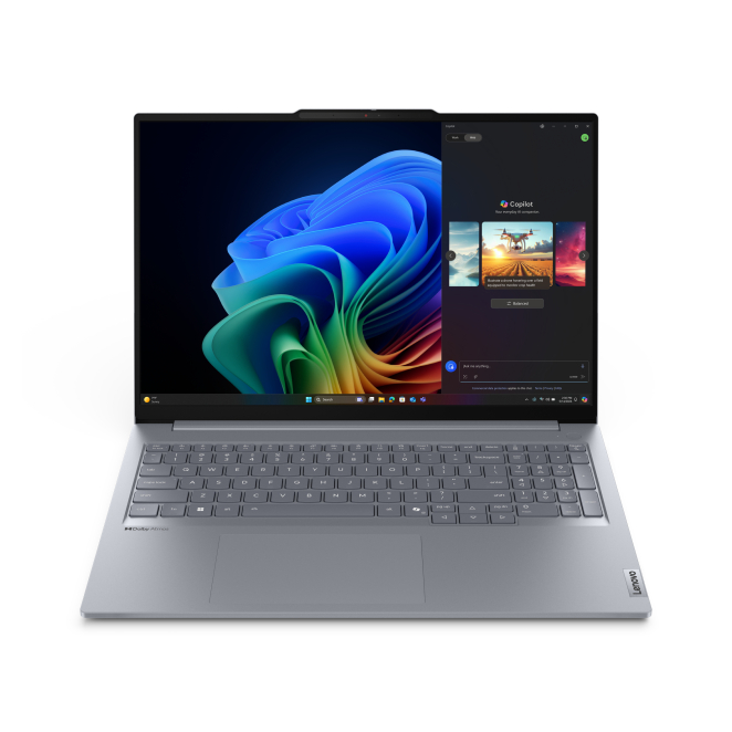 Lenovo ThinkBook 16 G7 QOY Copilot+ PC Qualcomm Snapdragon X1P-42-100 Portátil 40,6 cm (16″) WUXGA 32 GB LPDDR5x-SDRAM 512 GB SSD Wi-Fi 7 (802.11be) Windows 11 Pro Gris 1 Lenovo ThinkBook 16 G7 QOY Copilot+ portátil de frente