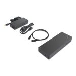 Imagen de la base para portátil Lenovo 40AN0135EU con conectividad Thunderbolt 3 y múltiples puertos, en colores Negro y Rojo