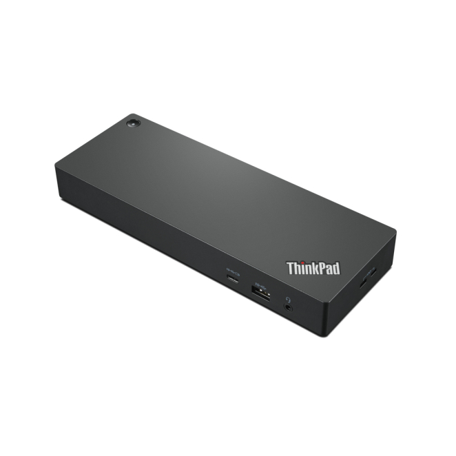 Lenovo base para portátil y replicador de puertos Thunderbolt 4 alámbrico Imagen de la base para portátil y replicador de puertos Lenovo, modelo 40B00300DK, con conexión Thunderbolt 4, en colores negro y rojo