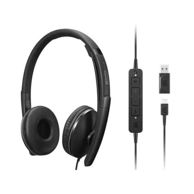Lenovo auriculares alámbricos USB Tipo C color negro Lenovo 4XD1M45627 auriculares alámbricos con diadema y conexión USB Tipo C en color negro