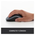 Logitech M185, ratón inalámbrico compacto, color gris y negro, SKU 910-002240