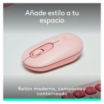 Logitech POP Mouse, ratón inalámbrico Bluetooth compacto y portátil en color rosa, con botones programables, tecnología Easy-Switch para alternar entre 3 dispositivos. SKU: 910-007413