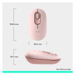 Logitech POP Mouse, ratón inalámbrico Bluetooth compacto y portátil en color rosa, con botones programables, tecnología Easy-Switch para alternar entre 3 dispositivos. SKU: 910-007413