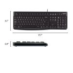 Teclado Logitech K120 con conexión USB, diseño duradero y teclas silenciosas. SKU 920-002482