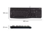 Teclado Logitech K120 con conexión USB, diseño duradero y teclas silenciosas. SKU 920-002482