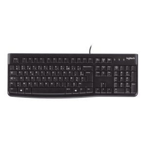 Teclado Logitech K120 para negocios, conexión USB, disposición AZERTY francés, color negro, SKU 920-002515