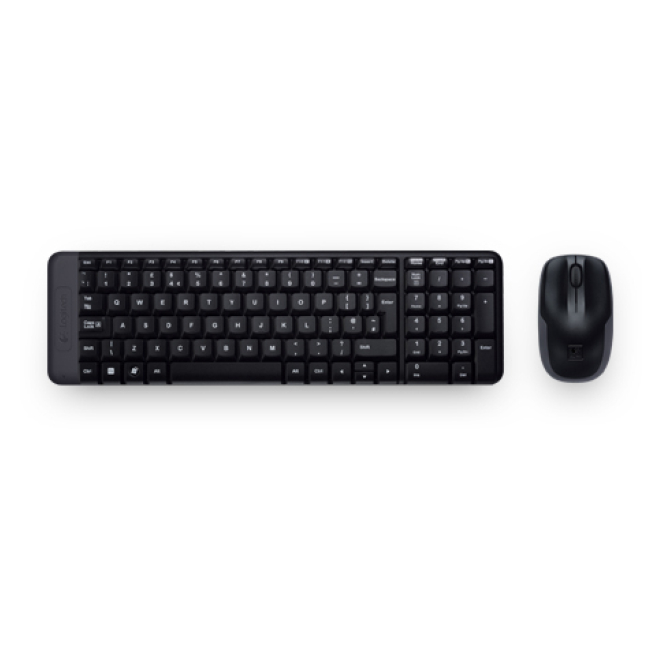Logitech Wireless Combo MK220 con teclado USB y ratón incluido Combo inalámbrico Logitech MK220 que incluye teclado portugués negro y ratón con conexión USB. SKU 920-003158