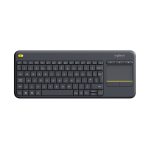 Teclado inalámbrico Logitech K400 Plus con touchpad integrado, ideal para controlar televisores y PCs desde la distancia. SKU: 920-007133
