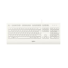 Teclado Logitech K280E Pro para negocios, USB, distribución QWERTZ Alemán, color Blanco, SKU 920-008319. Ideal para entornos de oficina.