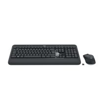 Teclado Logitech RF inalámbrico con ratón incluido, diseño QWERTY inglés del Reino Unido, colores negro y blanco. SKU 920-008684