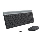 Imagen del teclado Logitech 920-009200 con ratón incluido, diseño QWERTY nórdico, color grafito y conectividad RF inalámbrica