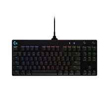Teclado para juegos Logitech G PRO con conexión USB, diseño QWERTY internacional de EE.UU. en color negro. SKU 920-009392