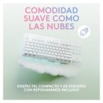 Teclado Logitech G modelo 920-010454 para juego, conectividad RF Wireless y Bluetooth, distribución QWERTY en español, color blanco.