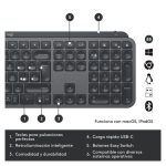 Combo Logitech MX Keys para negocios, incluye teclado y ratón, interfaz RF Wireless y Bluetooth, disposición QWERTY en italiano, color grafito. SKU: 920-010929