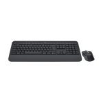 Teclado Logitech para oficina con diseño QWERTZ en color grafito y ratón incluido, SKU 920-011008