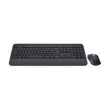 Teclado Logitech para oficina con diseño QWERTZ en color grafito y ratón incluido, SKU 920-011008