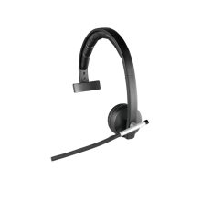 Auriculares inalámbricos Logitech H820e con diadema, base de carga y diseño en color negro, SKU 981-000512