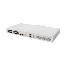 Imagen del Mikrotik CRS418-8P-8G-2S+RM, un router y switch en L2/L3 con Gigabit Ethernet y PoE, modelo SKU CRS418-8P-8G-2S+RM