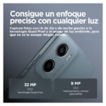 Smartphone Motorola moto e15 con pantalla de 6.67 pulgadas, Android 14 Go edition, doble SIM, 4G, USB Tipo C, 2 GB RAM, 64 GB almacenamiento, batería de 5200 mAh en color azul. SKU: PB6S0005PL