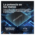 Smartphone Motorola moto e15 con pantalla de 6.67 pulgadas, Android 14 Go edition, doble SIM, 4G, USB Tipo C, 2 GB RAM, 64 GB almacenamiento, batería de 5200 mAh en color azul. SKU: PB6S0005PL